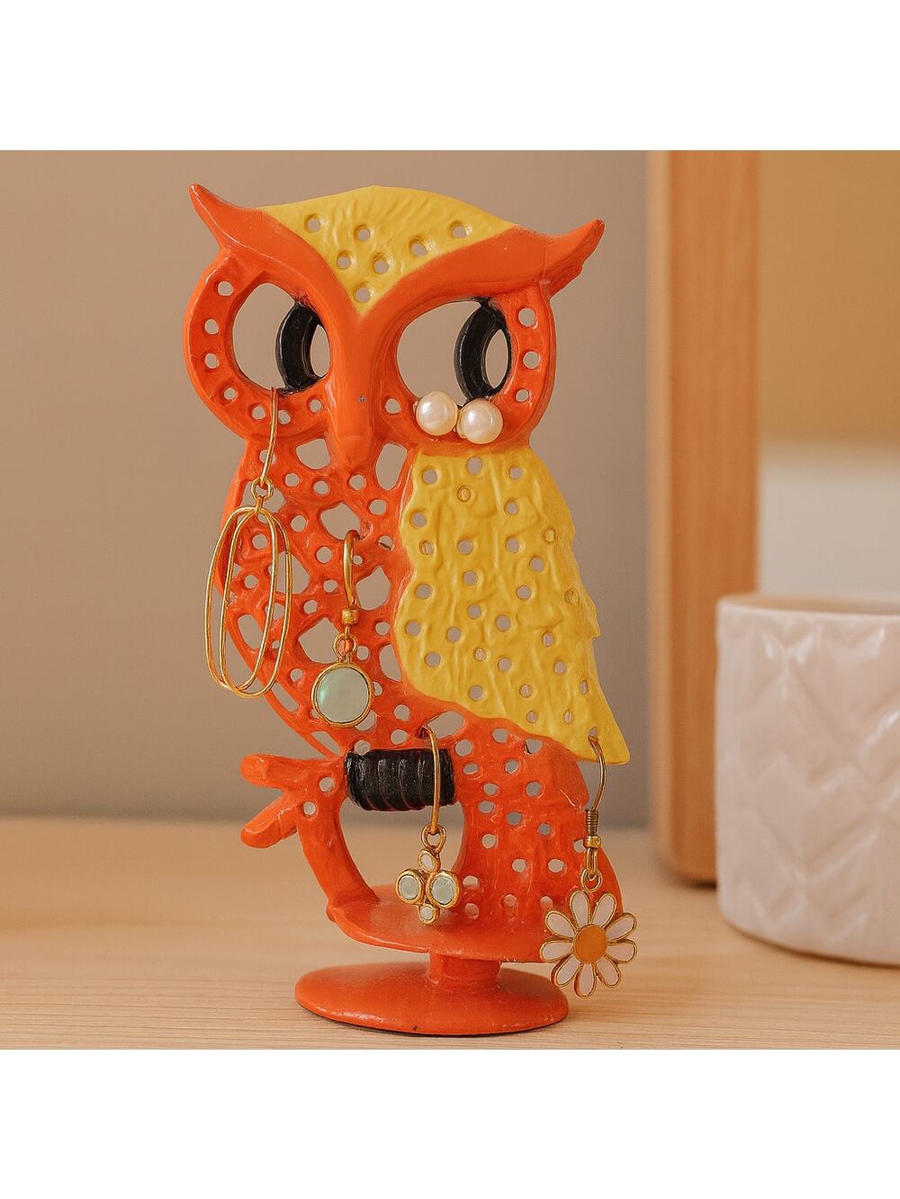 Torino VTG Owl Orange Yellow Black Earring Holder